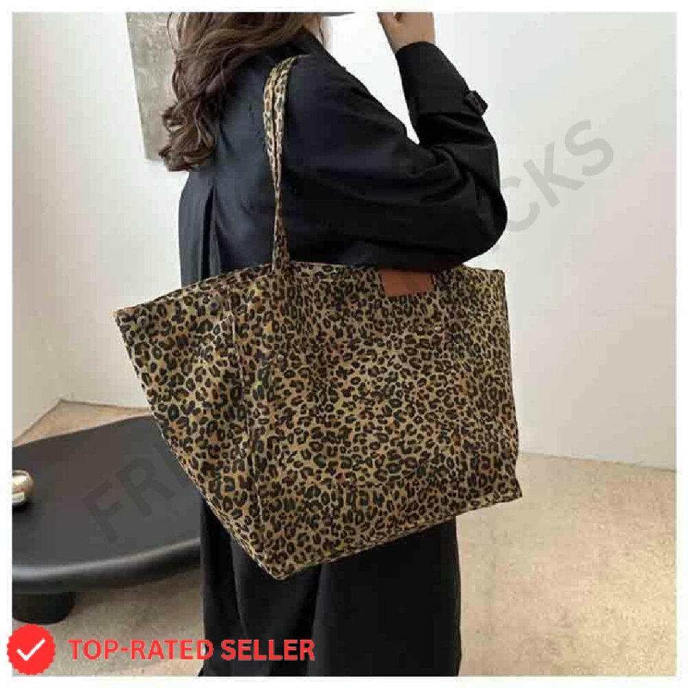 Leopard Print Canvas Tote Bag Large Capacity Cros… - image 3